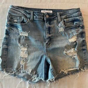 Judy Blue Distressed Jean Shorts Blue size XL